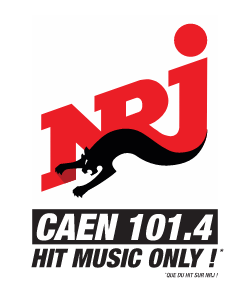 Logo de NRJ Caen, partenaire de Zomb'in The Dark, la course d'orientation en territoire zombie près de Caen. Fréquence : 101.4.