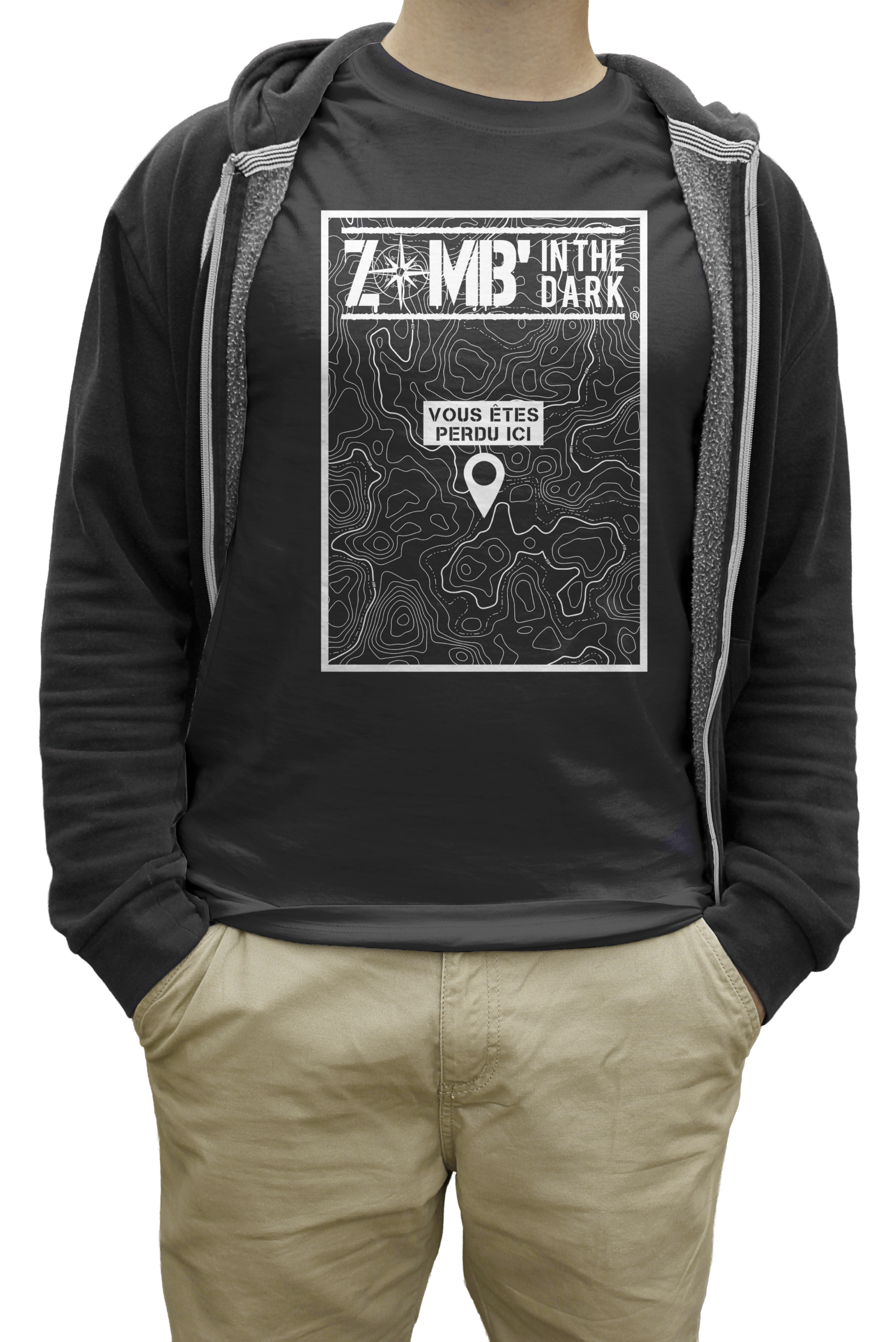Le T-shirt Zomb'in The Dark 2024 "Vous êtes perdu ici"